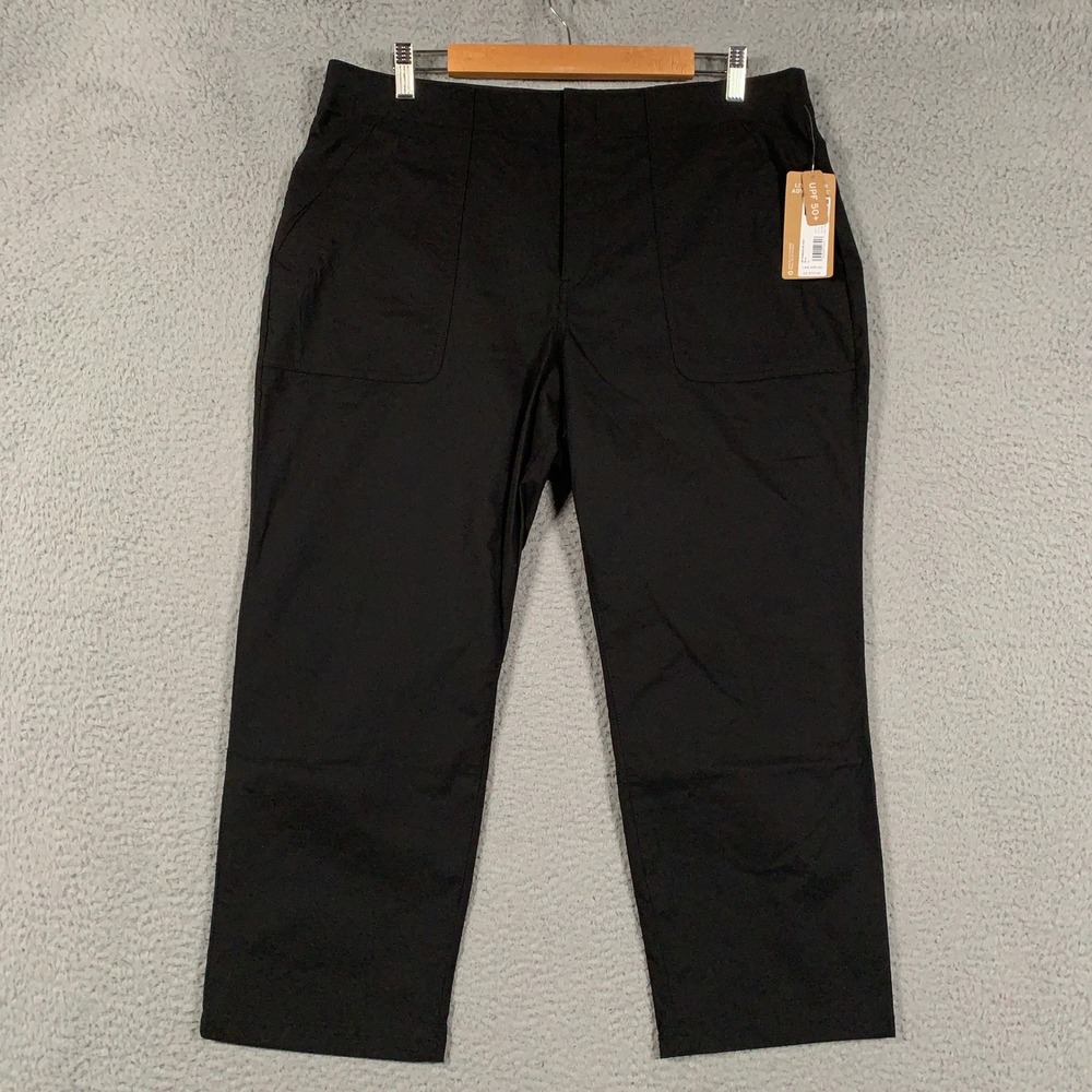 Eddie Bauer Horizon High Rise Crop Pants Women's 14 Black Hiking UPF 50+ NEW NWT